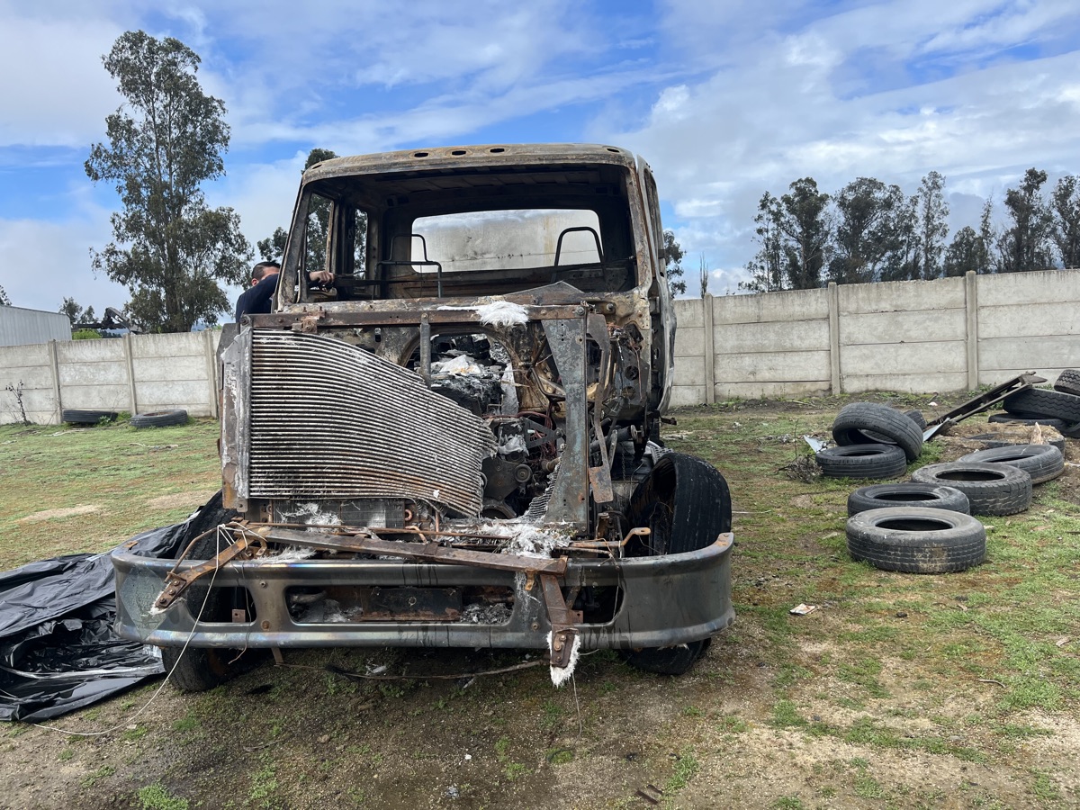 Peritaje de cabina de camión incendiada